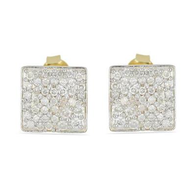 BUY 14K GOLD WHITE DIAMOND GEMSTONE CLUSTER EARRINGS